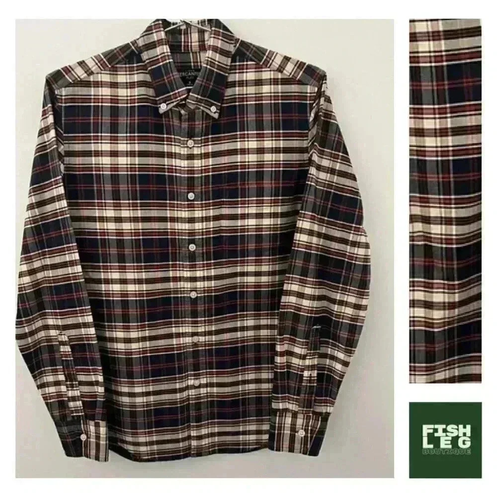 J. Crew | J. Crew Mercantile Cotton Button Down - Navy & Orange / Sz Sm